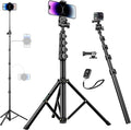 80" Phone Tripod, Selfie Stick, Aluminum Cellphone Tripod Stand | for Video Photo Vlog, Travel Tripods with Gooseneck Remote Phone Holder, Compatible with iPhone Android Smartphone by Nineigh