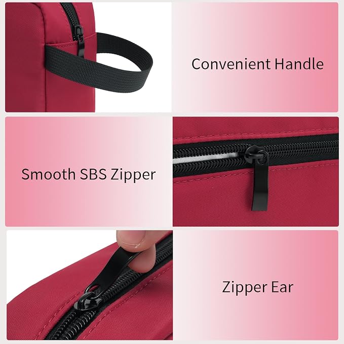 Travel Toiletry Bag for Men & Women, Hanging Cosmetic Organizer | Water-Resistant Fabric, Sturdy Handle, Lightweight Dopp Kit – Bathroom Toiletries, Makeup, Shaving, Grooming & Accessories - Image 6