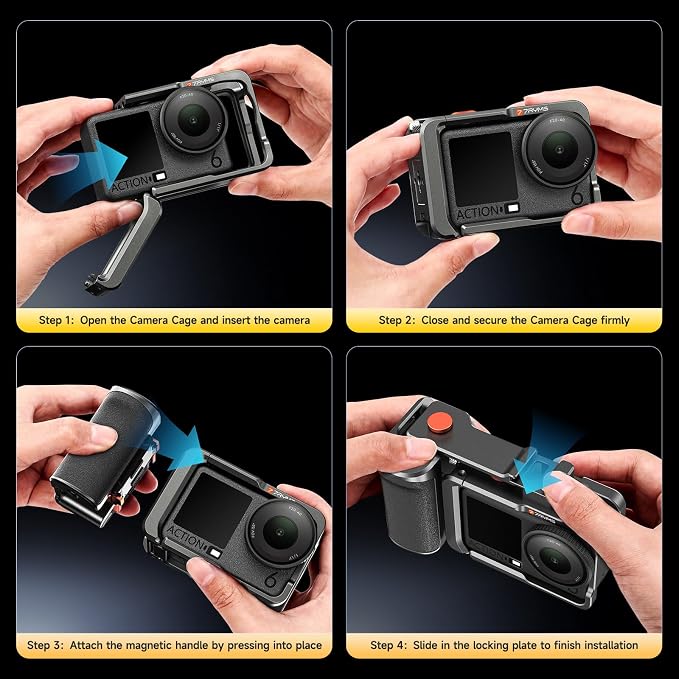 7RYMS 7RIG SC2 Metal Street Grip Kit for DJI Osmo Action 6 with Camera Cage | Handle Grip, Shutter Button, Quick Release, Cold Shoe Mount & 1/4" Thread,Action Camera Accessories for DJI Action 6 - Image 7