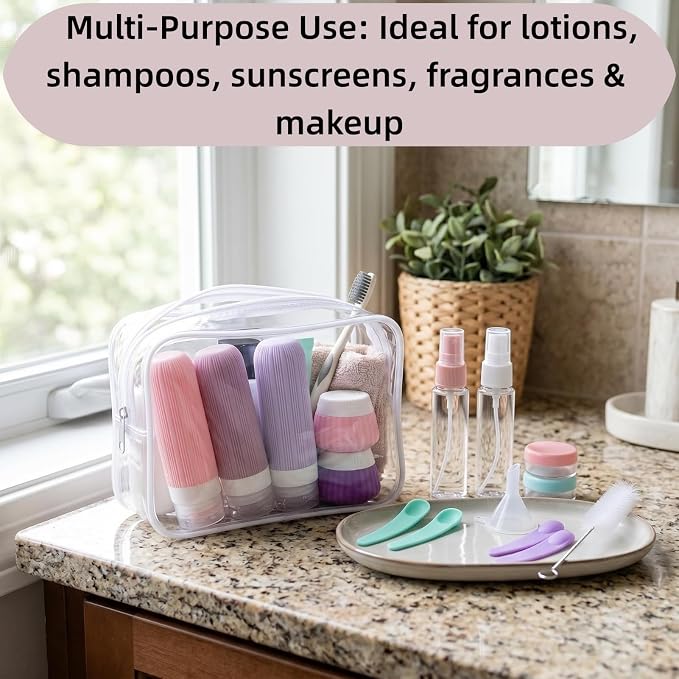 Travel Bottles Set 18 Pack, TSA Approved Leak Proof Silicone Travel Containers, Refillable Travel Size Containers for Toiletries, BPA Free, with Toiletry Bag for Shampoo Lotion Cream - Image 7
