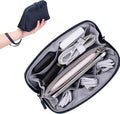FYY Travel Cable Organizer - 8 Compartments, Lightweight, Water Repellent | With Wrist Strap, Portable Tech Pouch for Cord Charger, Travel and Business Trips Use, Soft Shell Nylon, Navy (Small) by FYY