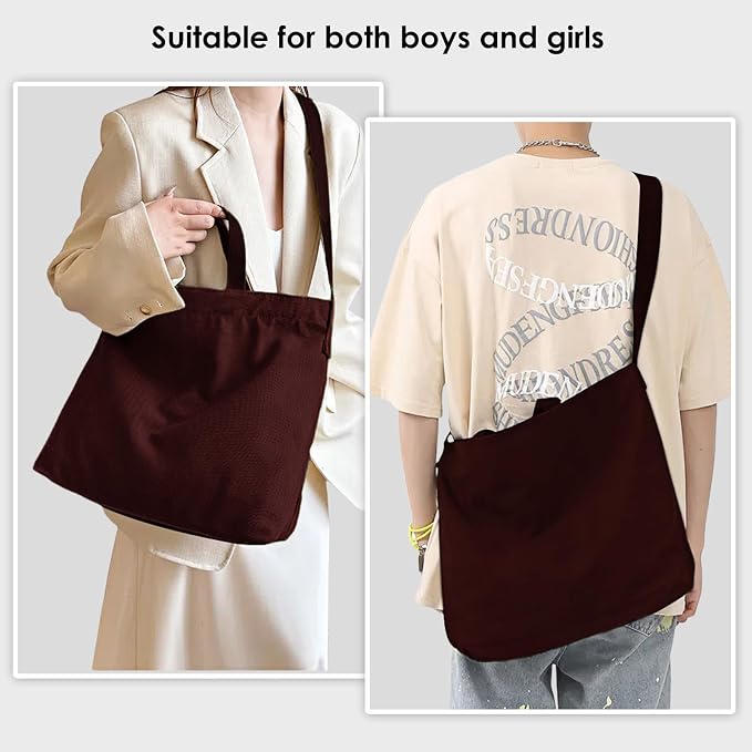 Women's Canvas Tote Bag inside Out Bag with Adjustable Crossbody Strap for Work Travel Shopping Durable Handbag for Men - Image 6