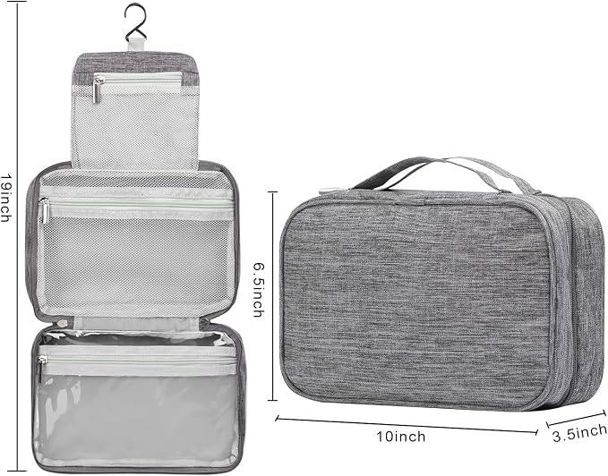 Toiletry Bag for Women Men, Waterproof Hanging Toiletry Bags | Portable Foldable Travel Wash bag, with Hanging Hook, Shaving Bag for Bathroom Shower - Image 2