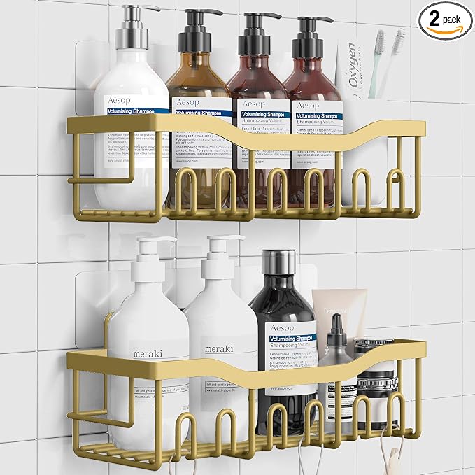 EUDELE Shower Caddy 2 Pack,Adhesive Shower Organizer for Bathroom Storage&Home Decor&Kitchen Organizers and Storage,No Drilling,Rustproof Stainless Steel Shelf Organizer,Bathroom Decor Sets by EUDELE