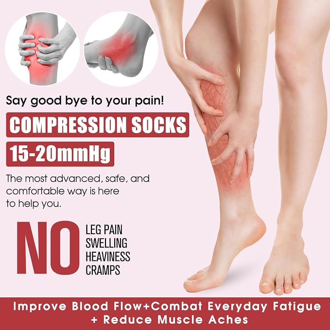 COOLOVER 4 Pairs Compression Socks for Women & Men Circulation 15-20mmHg -Best Support for Nursing, Athletic, Cycling, Flight - Image 4