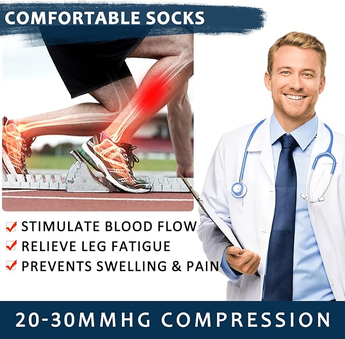 fenglaoda Compression Socks Women Men 6 Pairs, Knee High Best Support Circulation Socks for Running, Travel, Flight, Nurse - Image 3