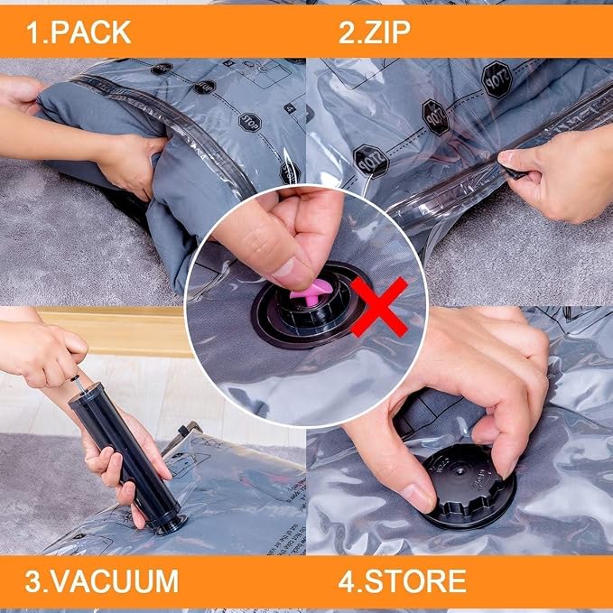 GONGSHI Vacuum Seal Bags for Clothing Travel & Home Storage, Travel Vacuum Bags with Electric Pump,Space Saver for Blankets, Comforters, Pillows, Clothes,10 Large - Image 5