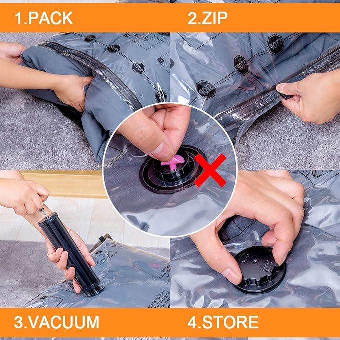 GONGSHI Vacuum Storage Bags, Space Saver Seal Bags For Clothing, Travel Luggage,Blankets, Comforters, Pillows, Clothes Storage.28 Combo - Image 3