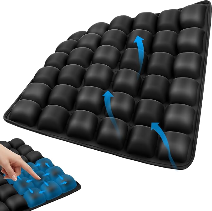 Airplane Seat Cushion, Inflatable Travel Cushion for Long Flights, Air-Cell Portable Seat Pad with Built-in Pump for Travel Car Office Wheelchair by Unknown