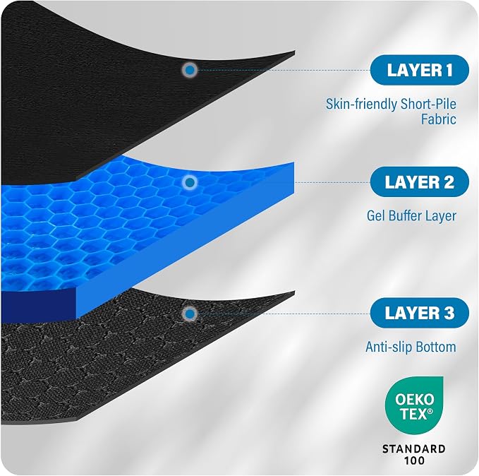 SPRING SEAON Large Gel Seat Cushion for Pressure Relief – Honeycomb Buffer Design with Extra Thick Filling, Anti-Slip Bottom, Perfect for Long Sitting, Travel, Airplane and Daily Comfort (Black) - Image 6