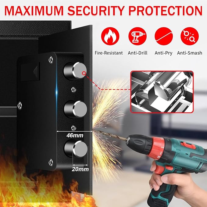 1.8 Cub Small Fire Safe for Home Use, Digital Security Safes Fireproof Waterproof with Combination Lcok and Removable Shelf, Anti-theft Fireproof Safe Box for Document Money Valuables - Image 4