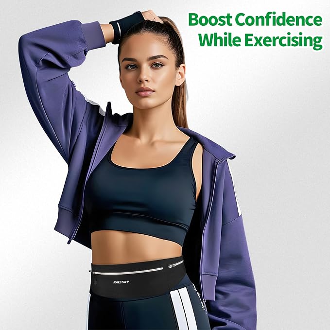 Slim Running Belt Fanny Pack for Men Women, Running Phone Holder, Waist Pack Runners Bag Money Belt with 3 Separate Zipper Pouch to Store Your Phone Key Money Safe, Waist Bag-Black - Image 9