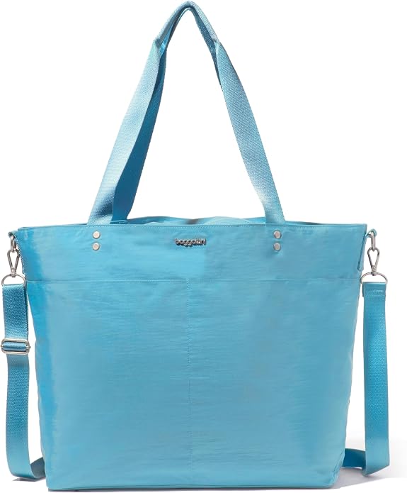 Baggallini Carryall Tote - Lightweight Nylon Zipper Top Weekender Travel Beach Bag w/Luggage Sleeve by baggallini