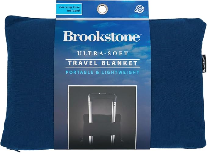 Brookstone Travel Blanket - 2-in-1 Super Soft Fleece Lightweight Throw Blanket with Carrying Pouch, Airplane & Car Travel Essentials, Blue Foot Pocket | Toe Pouch Keeps You Cozy and Prevents Slipping on Long Trips, Folds Into Its Own Sack for Planes, C... by Unknown