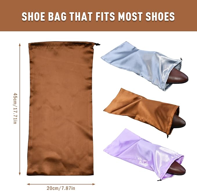 GONGKANGYUAN 4 Pack Shoe Bags for Travel Satin Fabric Shoe Bag with Drawstring for Men Women Travel Protecting Storing Shoes (Violets) - Image 7