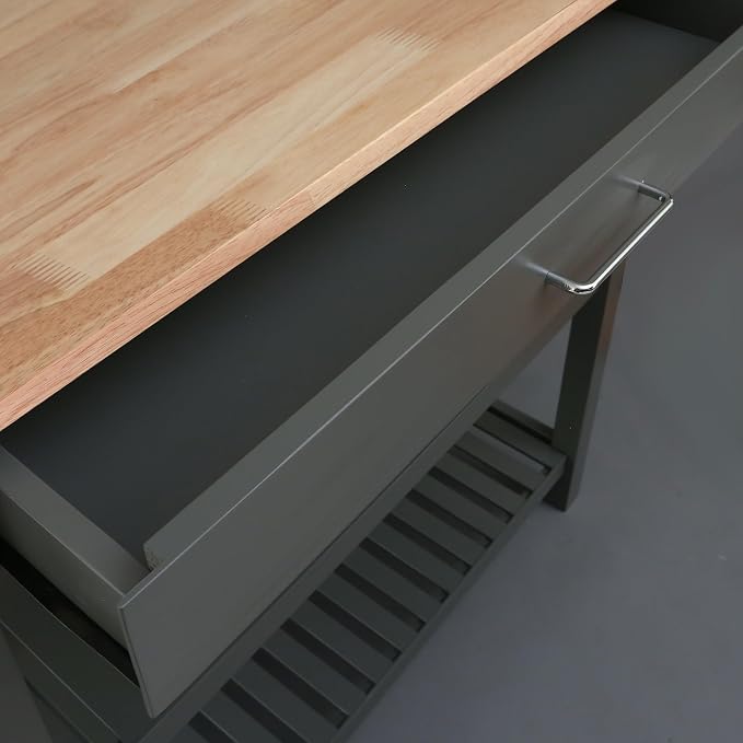 Casual Home Kitchen Island with Solid American Hardwood Top, Slate Gray, 40" W (373-932) - Image 6