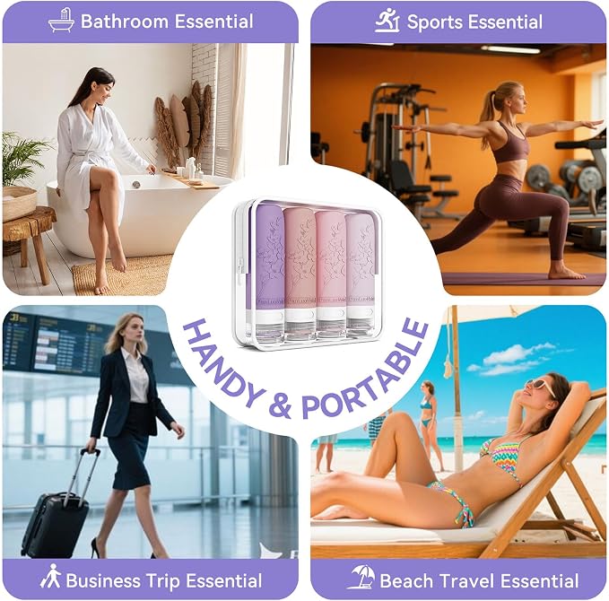 Silicone Travel Bottles for Toiletries, TSA Approved Leak-Proof Toiletry Containers for Airplane & Vacation - Image 5