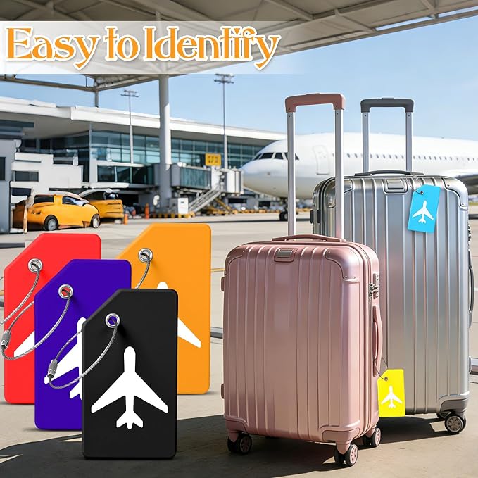 Sadnyy 8 Set Silicone Luggage Tags and Suitcase Locks with Keys Set Multicolor Small Luggage Padlock and Name ID Card Tags for Travel Family, Suitcase, Backpack, Laptop Bag, Locker, Travel Bag - Image 5