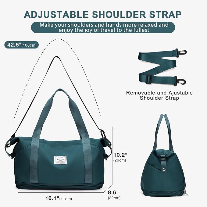 Travel Duffel Bag, Sports Tote Gym Bag, Shoulder Weekender Overnight Bag for Women - Image 3