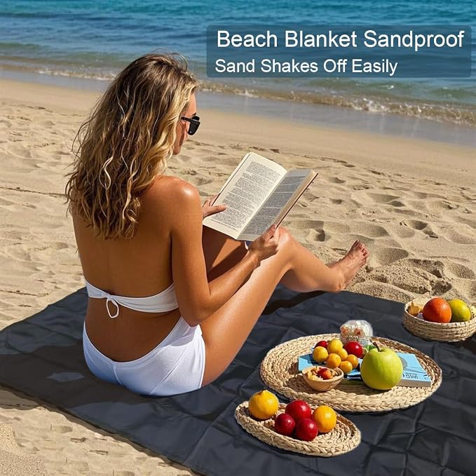 Pocket Blanket, Compact Blanket for Picnic, Beach, Festival | Sandproof, Waterproof, Stakes & Carabiner Included, Packable Lightweight Tarp for Camping, Hiking, Backpacking, Travel - Image 4