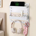Bedside Wall Organizer Shelf Storage with Cable Clips, Dorm Room Must Haves | No Drill, Bed Floating Nightstand, Remote Control Holder, Key Holder, Preppy Collage Dorm Room Decor Essentials by Aulock