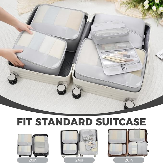 BAGAIL 9 Set Packing Cubes with Packing List Luggage Packing Organizers for Travel Accessories (Light Grey) - Image 8