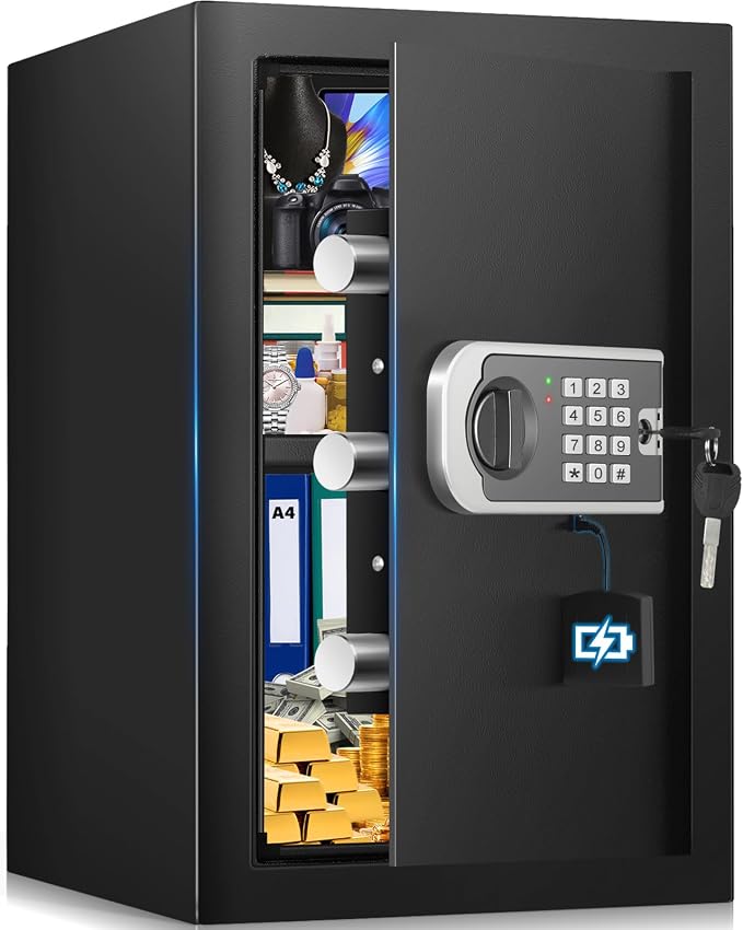 [16.54" Tall] Safe Box, 2.8 Cuft Home Safes With Fireproof Bag | Anti-Theft Security Safes for Home with Programmable Keypad Keys, Digital Safety Box for Money Documents Valuables Jewelry by FOWORE