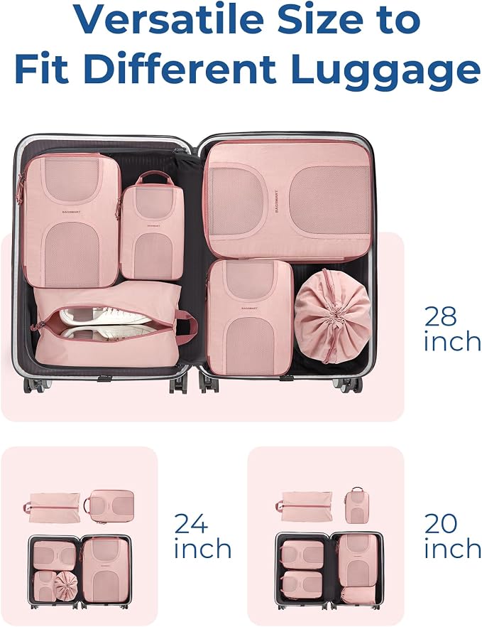 BAGSMART 6 Set Compression Packing Cubes, Travel Luggage Organizer Bags - Image 3