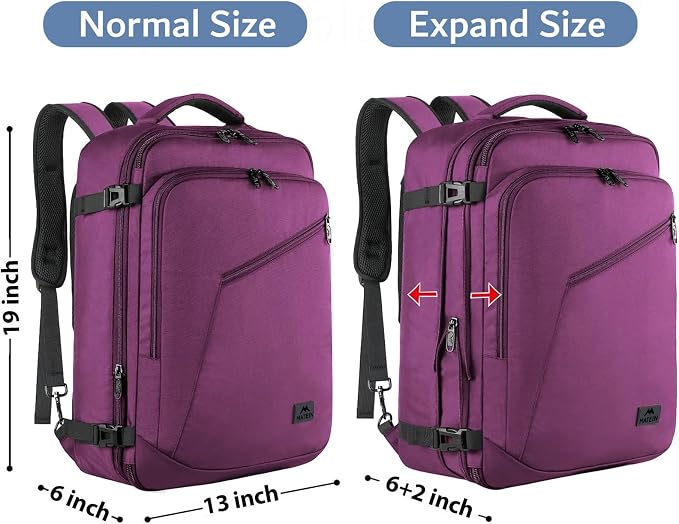 MATEIN Travel Backpack for Women, Expandable Carry on Daypack for Flight | Expandable Weekender Daypack, Airplane Approved, Large Capacity, Hidden Shoulder Strap, Water Resistant, Lightweight Suitcase - Image 6