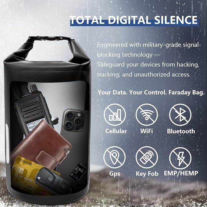 Faraday Bags EMP Proof - 15L Faraday Backpack, RFID Signal Blocker | EMP Bags, Dual-Layer Shielding, Padded Strap, For Generator and Laptops Electronics, RFID Signal Blocker, Data Security - Image 3