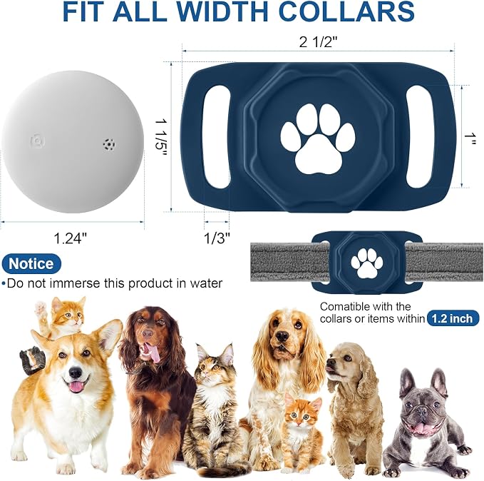 Smart Pet Tracker for Collar - Dog Tracker Pet Location Tracker with Holder | Real-Time Location, No Monthly Fee/ SIM Card, Work with Android Only (Not for IOS), Ultra-Slim, IP68 Waterproof Holder, Blue - Image 3