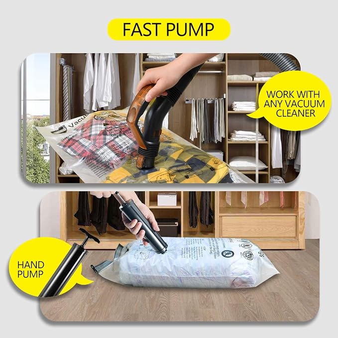 GONGSHI Vacuum Storage Bags, Space Saver Seal Bags For Clothing, Travel Luggage,Blankets, Comforters, Pillows, Clothes Storage.5 Large 5 Medium - Image 6