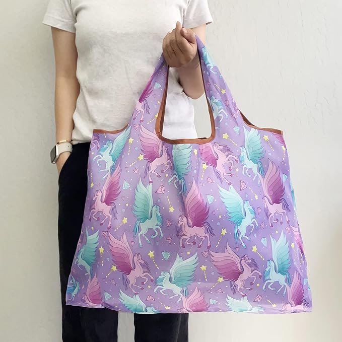 allydrew Large Foldable Tote Nylon Reusable Grocery Bags - Image 2