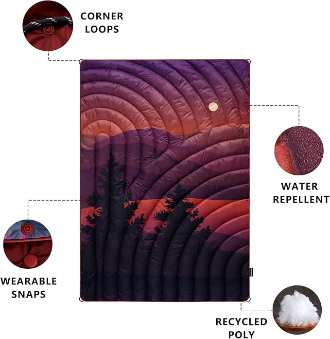 Puffy Camping Blanket,Large Camp Blanket Outdoor Camping Quilt Waterproof | Lightweight Printed Warm Packable Down Alternative Blanket for Camping,Traveling, Stadium, Hiking, Picnics - Image 3