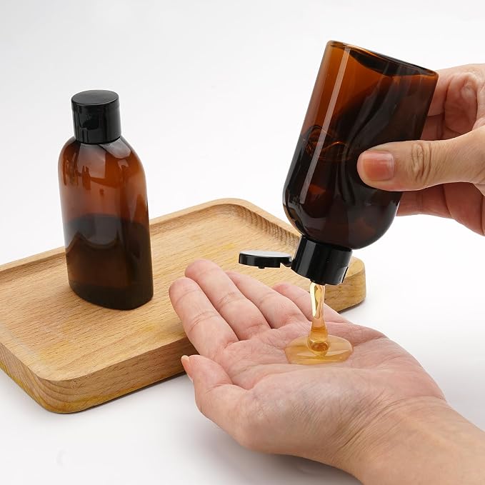 Cosywell 6pcs 3.4oz TSA Approved Brown Travel Bottles for Toiletries | Travel Shampoo Bottles, Leak Proof, Empty Lotion Containers, with Flip Cap, Small Plastic Squeeze Bottle - Image 2
