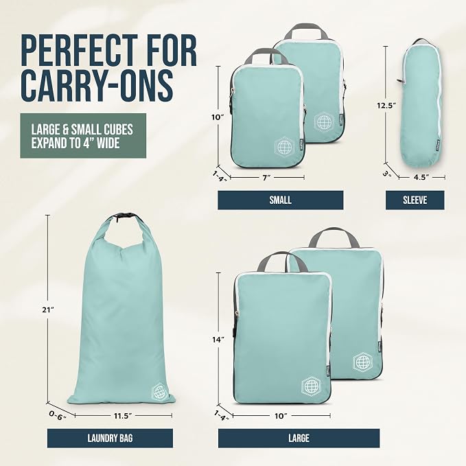 TRIPPED Travel Gear Compression Packing Cubes for Carry-On Travel 6-Pack | Ultralight Ripstop Packing Cubes with Compression Zippers for Organized Carry-On Luggage, Backpack, and Travel Packing - Image 4