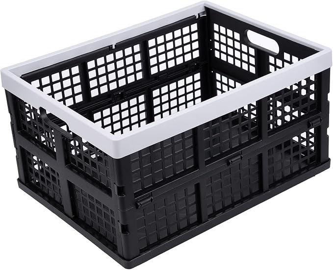 Aebeky 3-Pack Plastic Collapsible Storage Crates-30L,Foldable Plastic Crates for Storage (Black+Gray) - Image 2