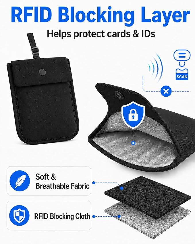 RFID-Blocking Travel Bra Wallet, Hidden Money Pouch with Elastic Strap | Ideal Secret to Pocket Protect Your Credit Cards, Cash and Valuables Under-Clothes, Black, Bamneat - Image 4