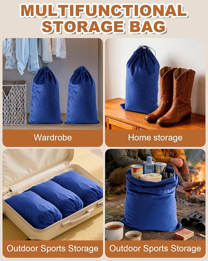 4 Pcs Shoe Bags for Travel, Large Boot Bag, Palace Blue, 21.2x13.3 Inch | Washable & Reusable Travel Shoe Bags, Dustproof Shoe Bags with Drawstring Closure, Suitable for Travel, Home Storage - Image 6