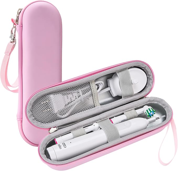 ProCase Toothbrush Travel Case for Oral-B & Sonicare -Pink | Fits Oral-B Pro/IO Series & Sonicare, Hard EVA Cover, Storage Bag Holder with Mesh Pocket by ProCase