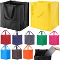 NERUB 10 Pack Reusable Reinforced Handle Grocery Bags - Heavy Duty Large Shopping Totes with Thick Plastic Bottom can hold 40 lbs by NERUB
