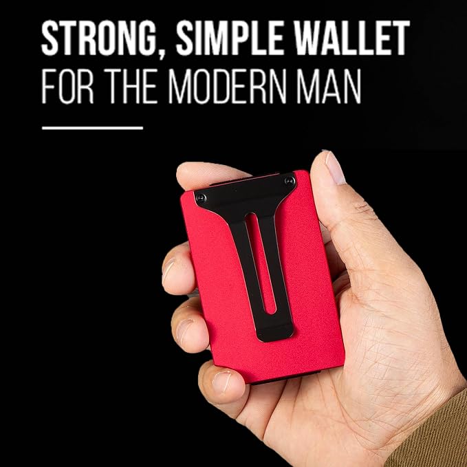 Slim Wallet for Men,RFID Blocking Minimalist Metal Wallet, Money Clip/Cash Holder, Front Pocket Aluminum Credit Card Holder, Ideal Gift for Men,Matt Red - Image 3