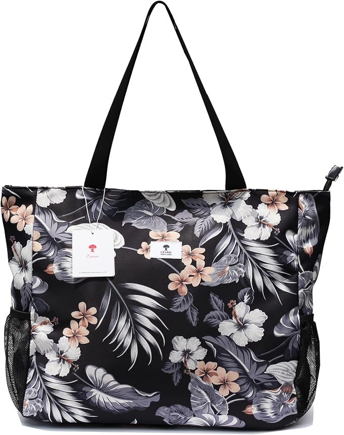ESVAN LARGE BEACH BAG Water Resistant Lightweight 20 inch Women Oversize Tote Bag for Gym Beach Travel Pool Yoga Nurse - Image 5