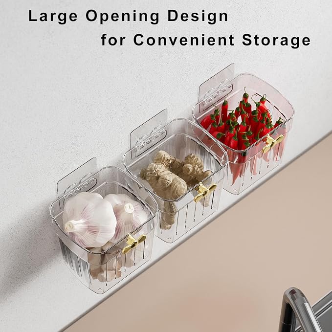 3 Pack Adhesive Cabinet Door Organizer, Kitchen Under Sink Organizer Caddy, Clear Plastic Storage Bins for Pantry Door, Wall Storage Basket, Hanging Makeup Organizer Floating Shelf for Bathroom - Image 4