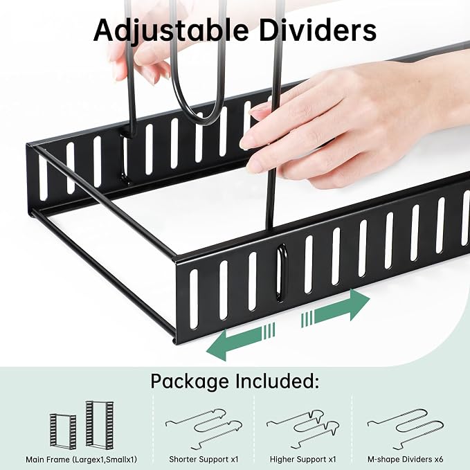 Pots and Pans Organizer Under Cabinet Expandable, 8-Tier Adjustable | Expandable 11.7–19", 3 DIY Modes, Tool-Free Assembly, Non-Slip, Fits Pots 6–11", For Kitchen Cabinets, Shelves & Countertops - Image 7