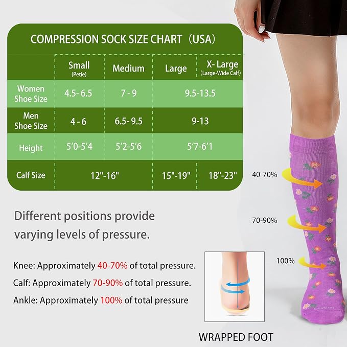 LEVSOX Viscose Made from Bamboo Compression Socks for Pregnant Women 20-30 mmHg Knee High Cute Mens Supports Socks for Travel - Image 5