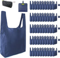 BeeGreen Blue Reusable Grocery Bags Wholesale Royal Reusable Kitchen Bags Bulk Foldable-Machine Washable with Zipper Storage Pouch 50 Packs by BeeGreen