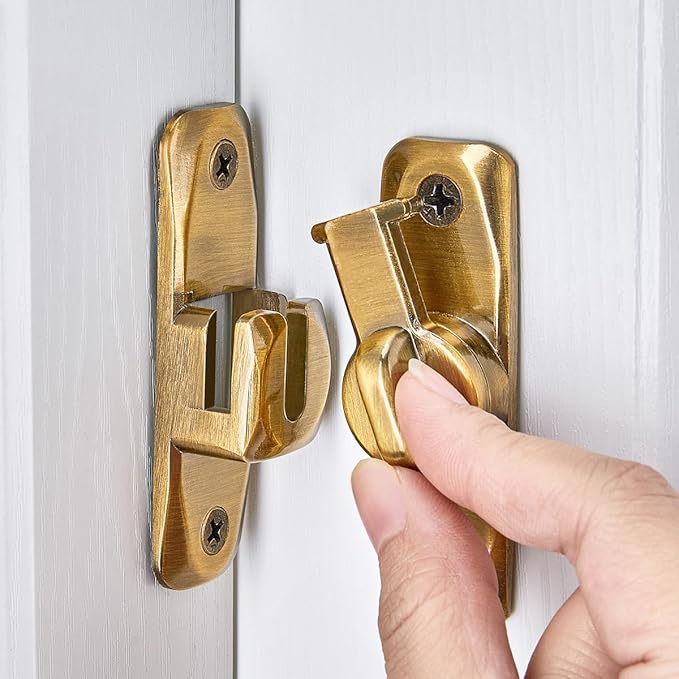 Brass Barn Door Latches,90/180 Degree Gate Lock_B | Zinc Alloy Right Angle Door Lock Latch,Flip Gate Latches,Sliding Door Latch Lock,for Cabinets,Fence Gates,Pet Cage by INIRET