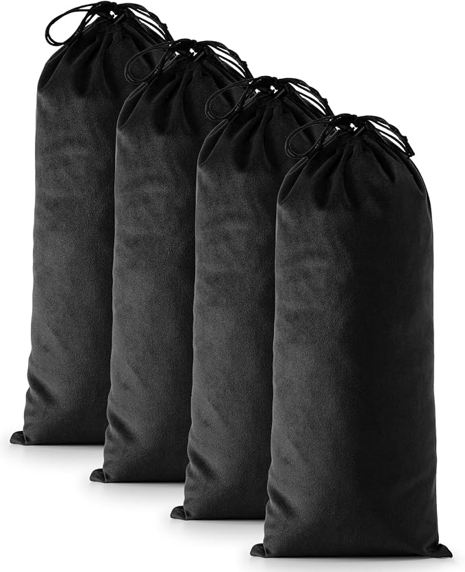 4 Pcs Single Shoe Bags for Travel, Velvet Bag, Black Beauty, 17.3x8.6 Inch | Washable & Reusable Travel Shoe Bags, Dustproof Shoe Bags with Drawstring Closure, Suitable for Travel, Home Storage by WelcometoFantasyLife