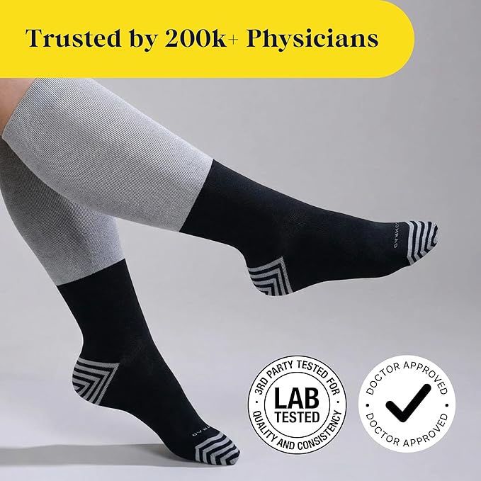 Premium Cotton Knee High Socks - 15-20mmHg Graduated Compression Socks - Soft & Breathable, Unisex - Image 6